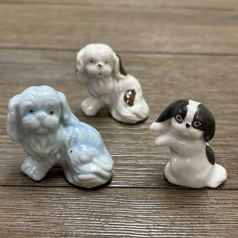 3 Vintage Pekinese Ceramic Figurines, Made in Japan
